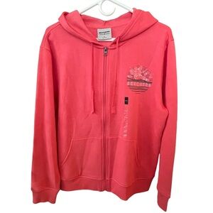 Skechers Hoodie Womens XL Pink Peach Sweatshirt Jacket Fleece Full Zip Hood NWT